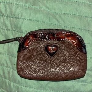 Brighton Brown Pebbled Leather Coin Purse w/ Leather Croc